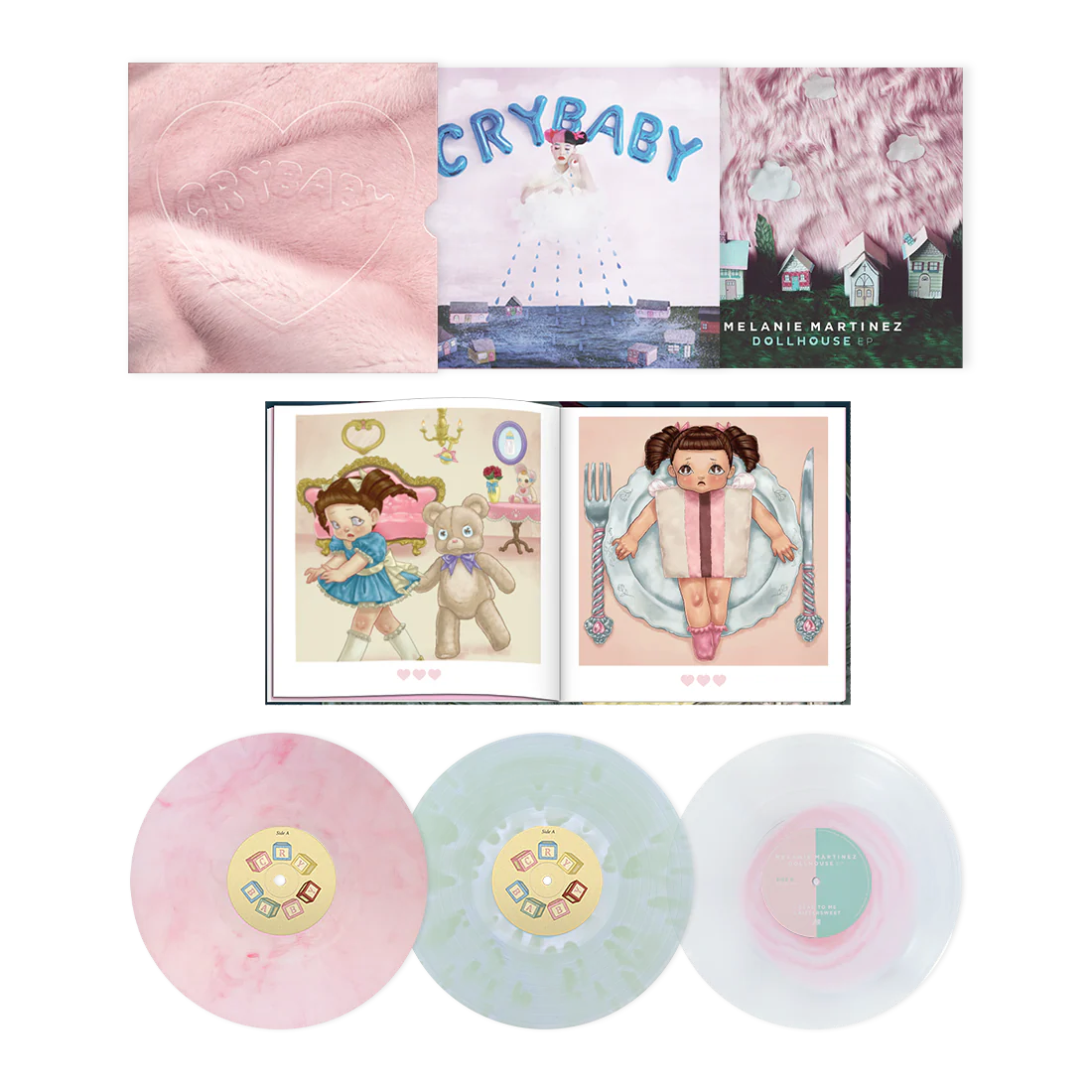 SIGNED Melanie Martinez - Cry Baby "Cloudy Pink & Coke Bottle Clear" Vinyl Record 3LP Box Set