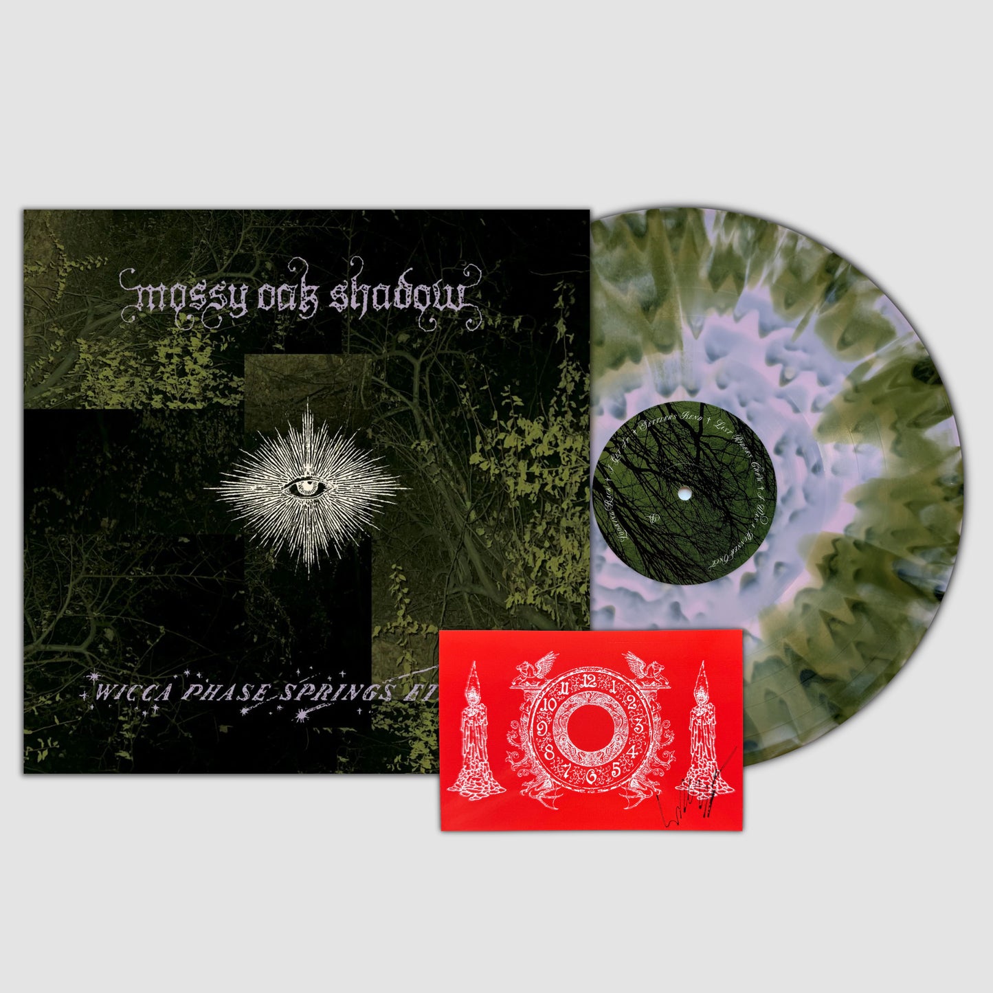 SIGNED Wicca Phase Springs Eternal - Mossy Oak Shadow Pink and Green Smash Vinyl Record LP