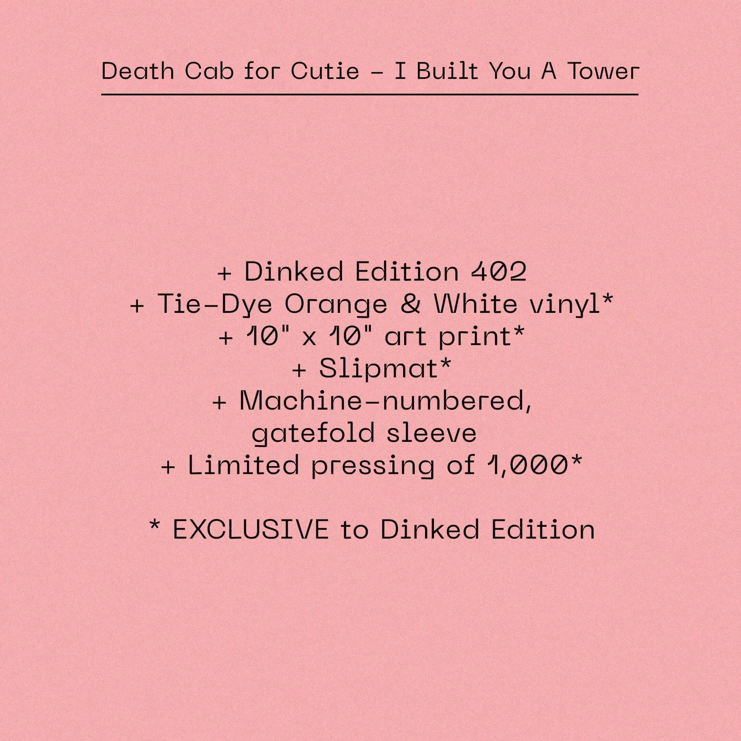 Death Cab For Cutie - I Built You A Tower Dinked Edition Vinyl Record LP