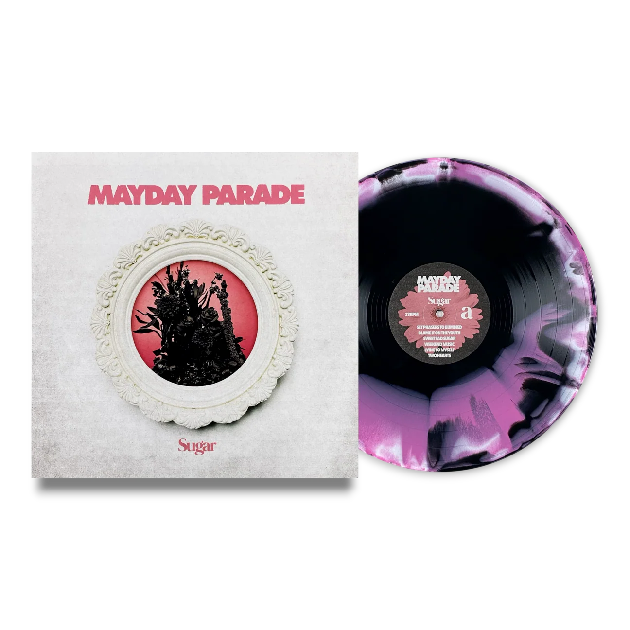 Mayday Parade - Sugar White Black & Pink A/B Vinyl Record LP