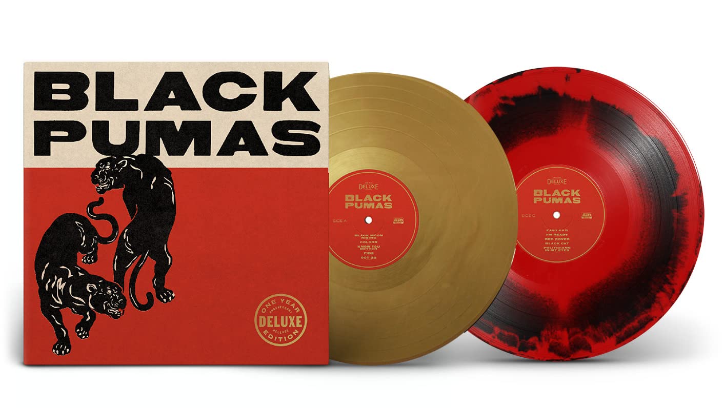 Black Pumas - Black Pumas (Deluxe Edition) "Gold / Black & Red Marbled" Vinyl Record 2LP + 7"