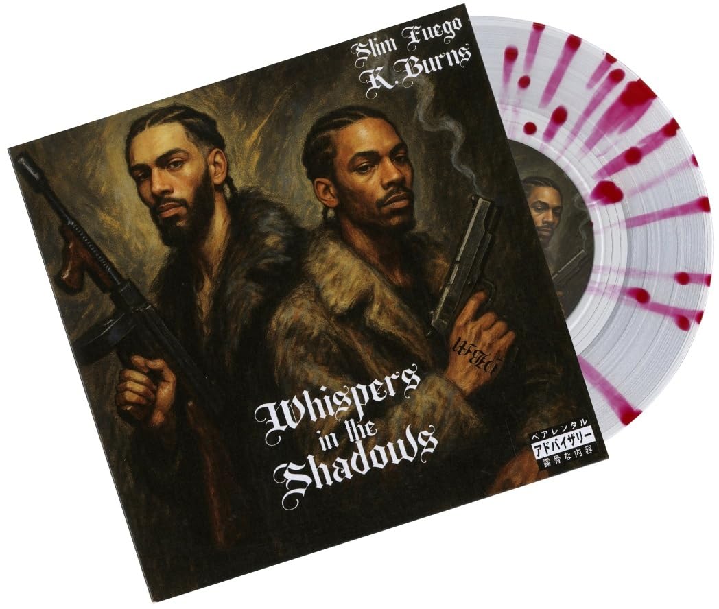 Slim Fuego & K. Burns - Whispers In The Shadows "Clear With Red Splatter" Vinyl Record 7" EP