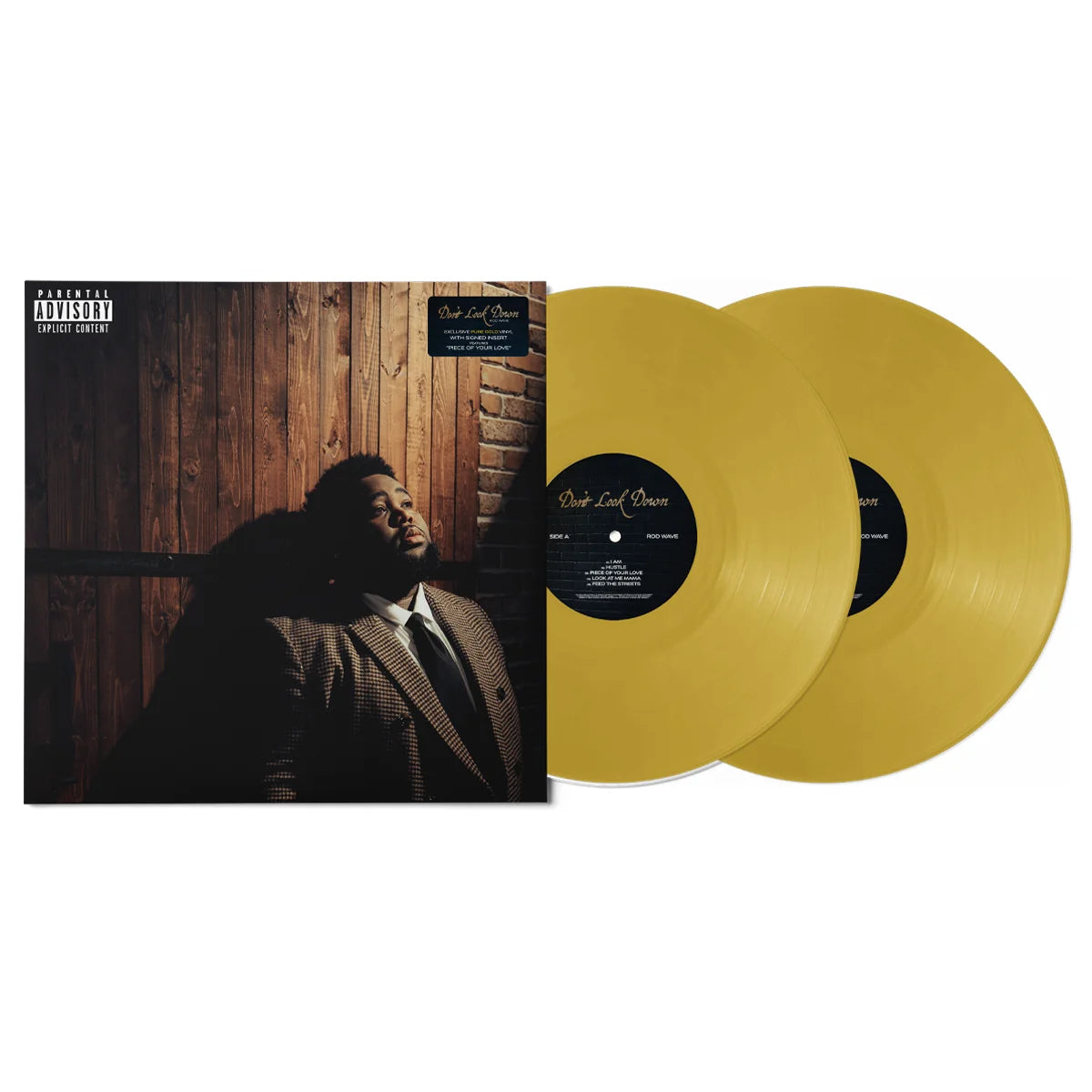 SIGNED Rod Wave - Don't Look Down "Pure Gold" Vinyl Record 2LP