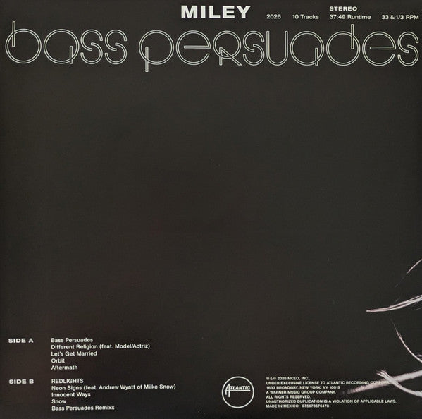 Miley* : Bass Persuades (LP, Album, Ltd, Ind)