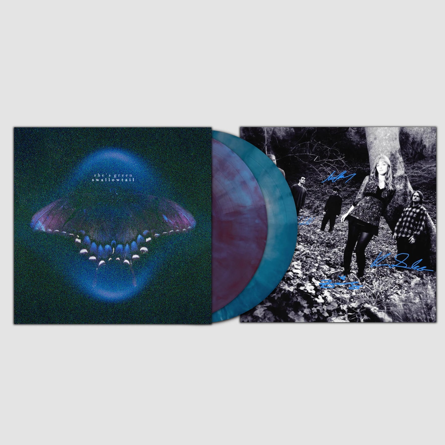 SIGNED she's green - Swallowtail / Chrysalis "Purple & Cyan Galaxy Glitter" Vinyl Record 2LP
