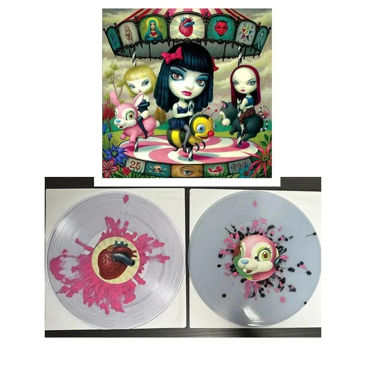 Jack Off Jill - Clear Hearts Grey Flowers Splatter Vinyl Record 2LP
