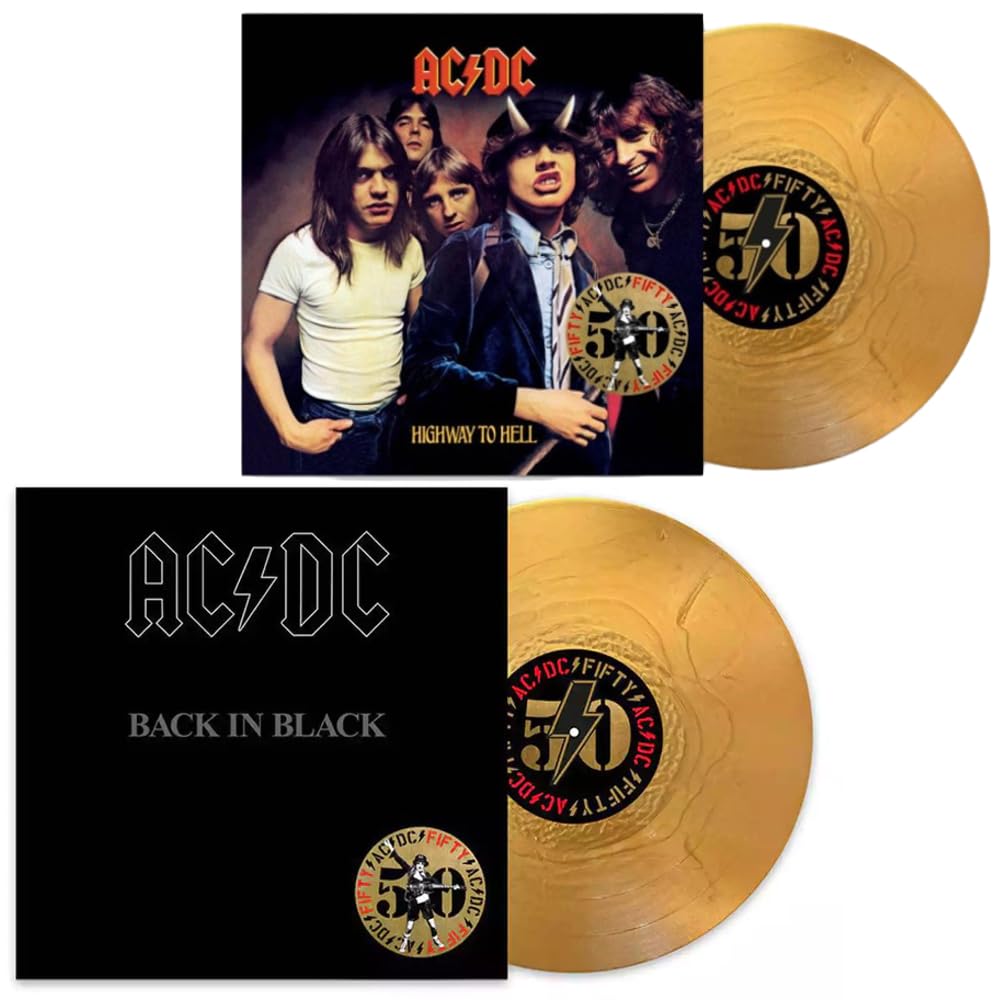 AC/DC - Back In Black & Highway To Hell Golden Vinyl Record 2LP Bundle