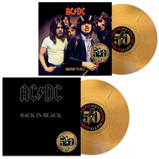 AC/DC - Back In Black & Highway To Hell Golden Vinyl Record 2LP Bundle