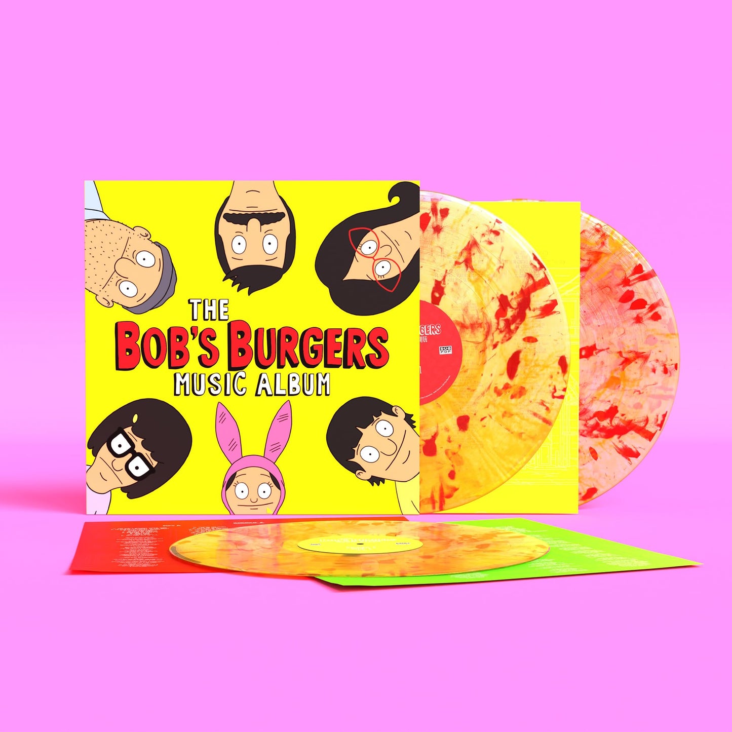 The Bob's Burgers Music Album Clear with Ketchup & Mustard Splatter Vinyl Record 3LP