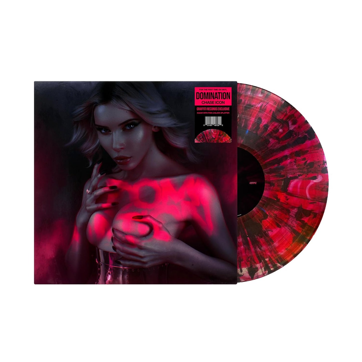 Chase Icon - Domination Clear Hot Pink & Black Splatter Vinyl Record LP