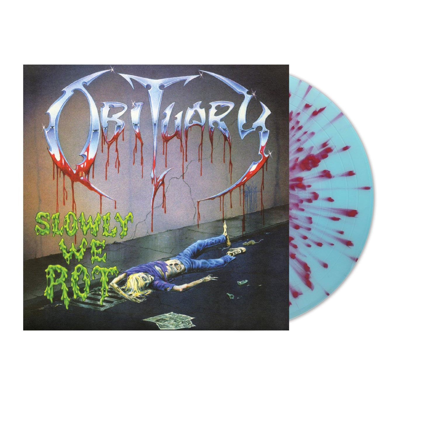 Obituary - Slowly We Rot (Remastered, Expanded) "Corpse Blue With Blood Splatter" Vinyl Record LP