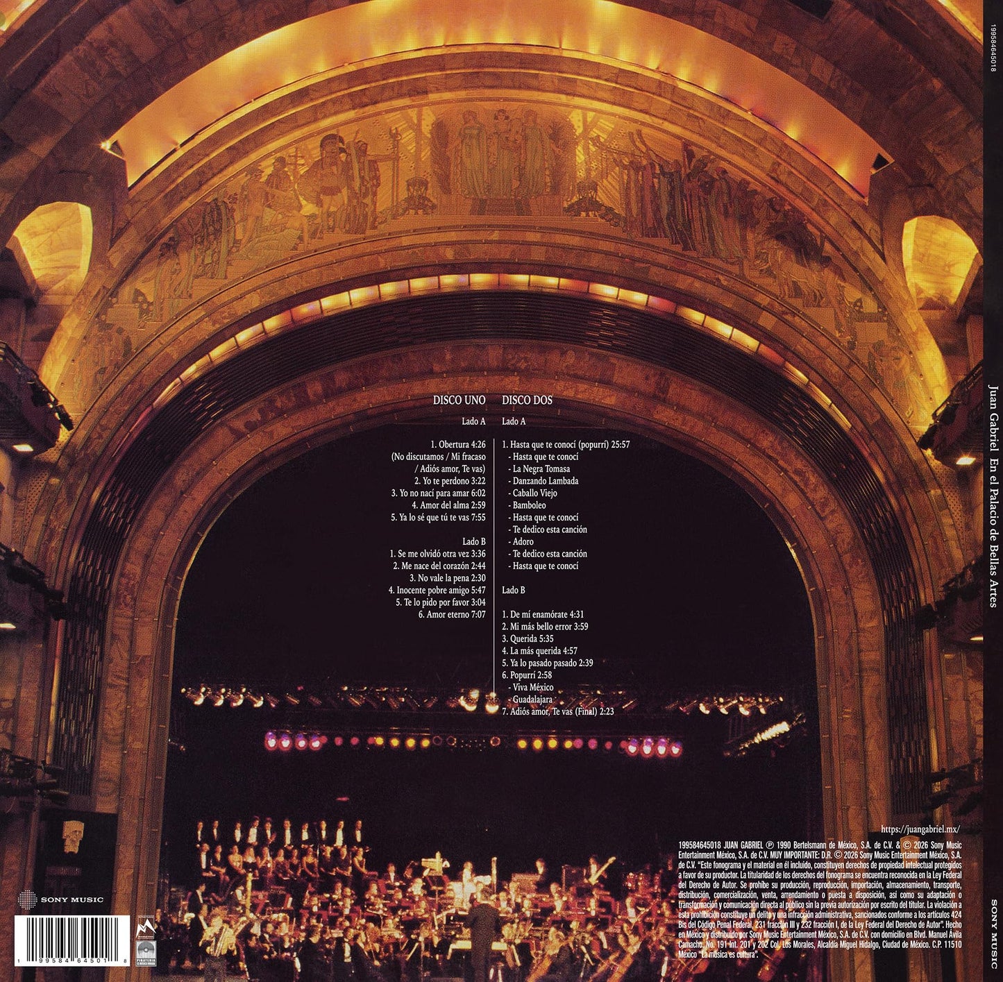 Juan Gabriel - En El Palacio De Bellas Artes Vinyl Record 2LP