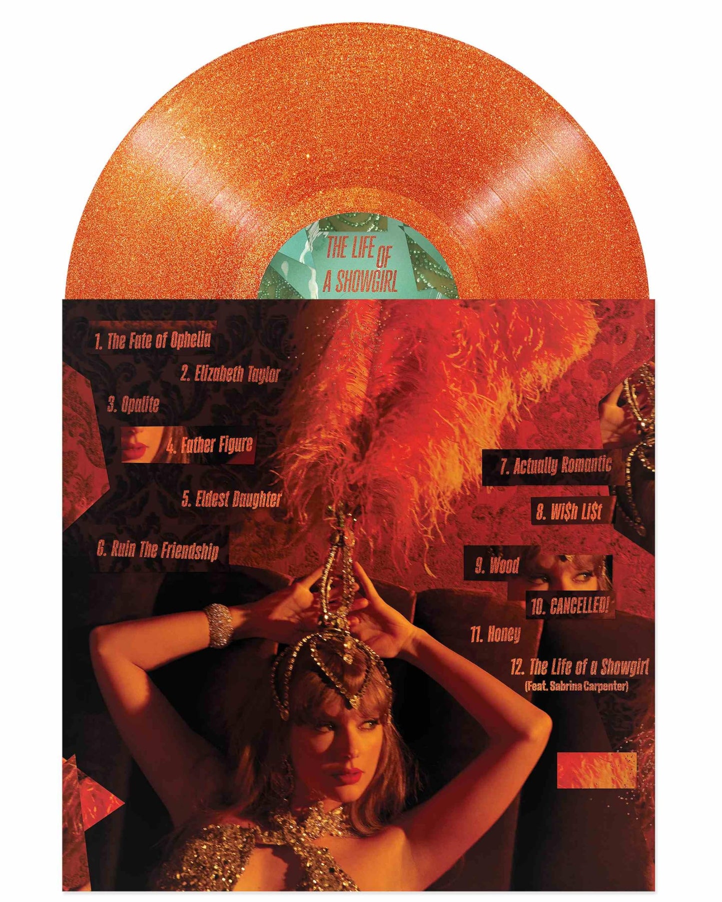 Taylor Swift - The Life Of A Showgirl "Sweat & Vanilla Perfume" Orange Glitter Vinyl Record LP