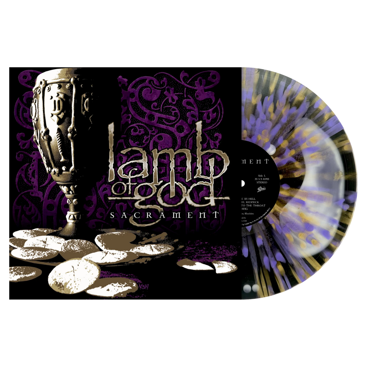 Lamb Of God - Sacrament Purple & Gold Splatter Liquid Filled Vinyl Record LP