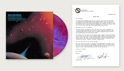 SIGNED Bad Religion - Into The Unknown "Red Nebula Splash" Vinyl Record LP
