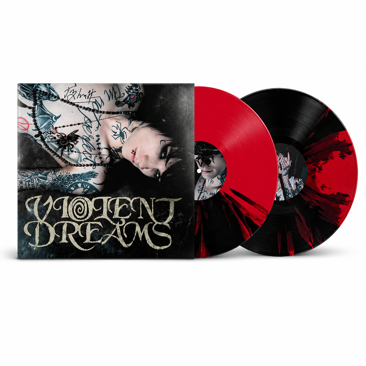 SIGNED Johnnie Guilbert - Violent Dreams  Red and Black Splater Vinyl Record LP