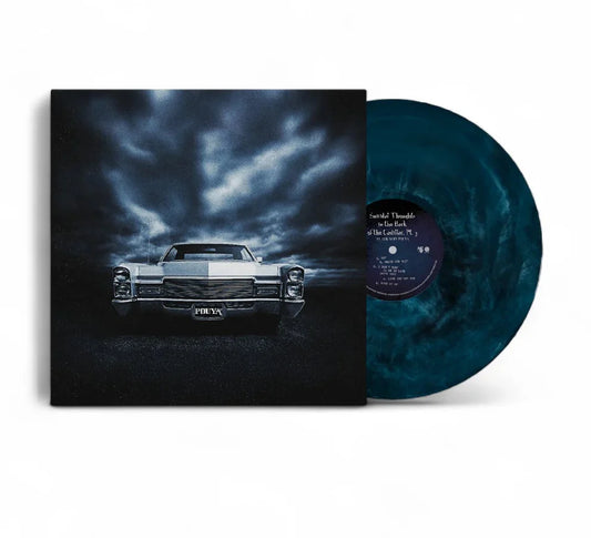 SIGNED Pouya - Suicidal Thoughts in the Back of the Cadillac, Pt.3 Dark Blue Marbled Vinyl Record LP