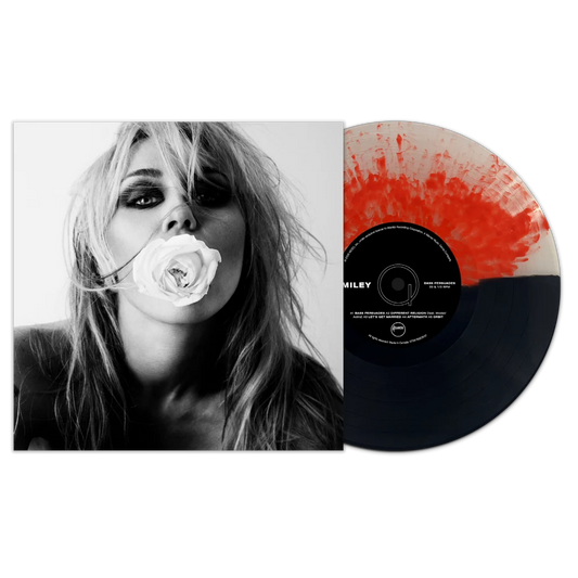 Miley Cyrus - Bass Persuades Half Black Half Orange Splatter on Clear Vinyl Record LP