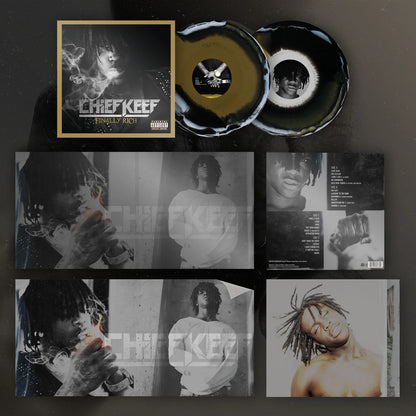 Chief Keef - Finally Rich Deluxe Black, Gold, and White 3 Color Mix Vinyl Record 2LP