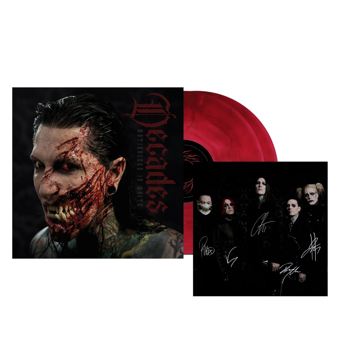 SIGNED Motionless In White - Decades Red Vinyl Record 2LP