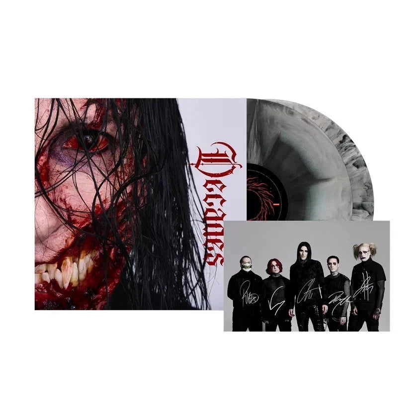 SIGNED Motionless In White - Decades "Black Grey Galaxy" Vinyl Record 2LP